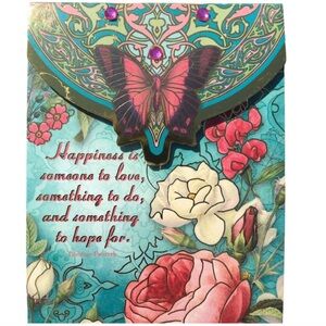 Punch Studio Happiness Embellished Floral Butterfly Mini Pocket Notepad (66349)